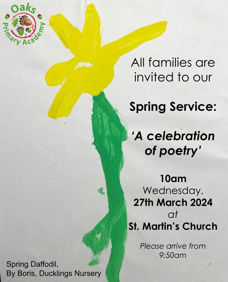 Spring Service: 'A Celebration of Poetry' event poster.